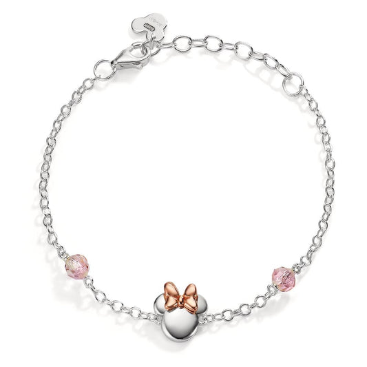 Bracciale Argento Zirconia rosa, 2 pietra rosa bicolore 14-17 cm