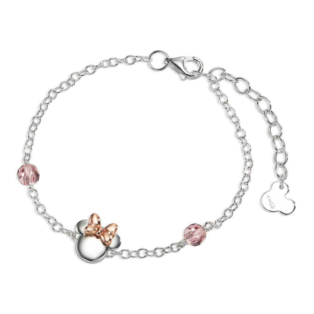 Bracelet Argent Zircone rose, 2 Pierres rosé Bicolore 14-17 cm