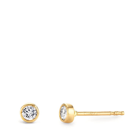 Clous d'oreilles Or jaune 18K Diamant 0.10 ct, 2 Pierres, w-si Ø3.5 mm