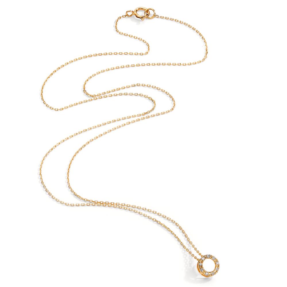 Collier Or jaune 18K Diamant 0.018 ct, 9 Pierres, w-si 42 cm