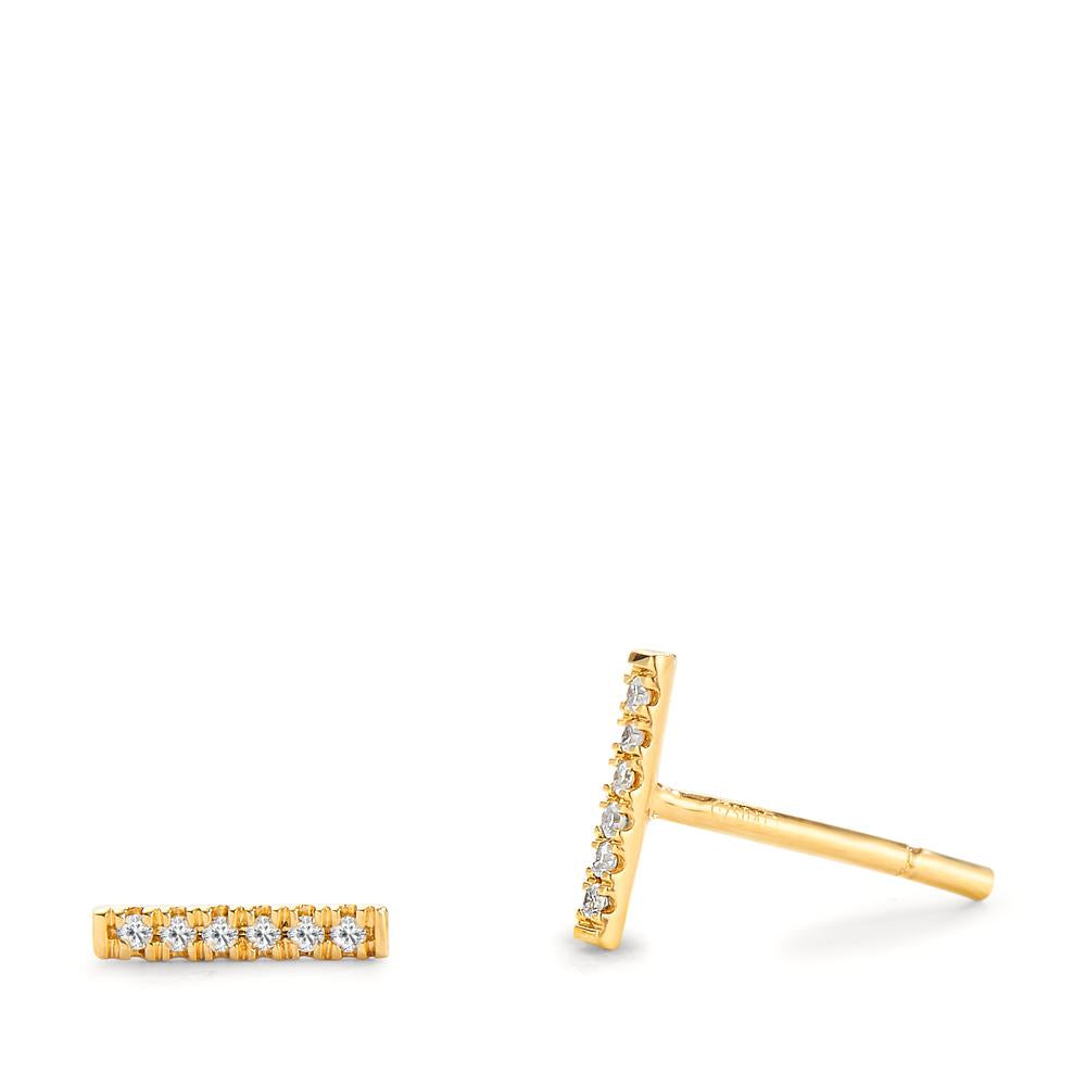 Clous d'oreilles Or jaune 18K Diamant 0.05 ct, 12 Pierres, w-si