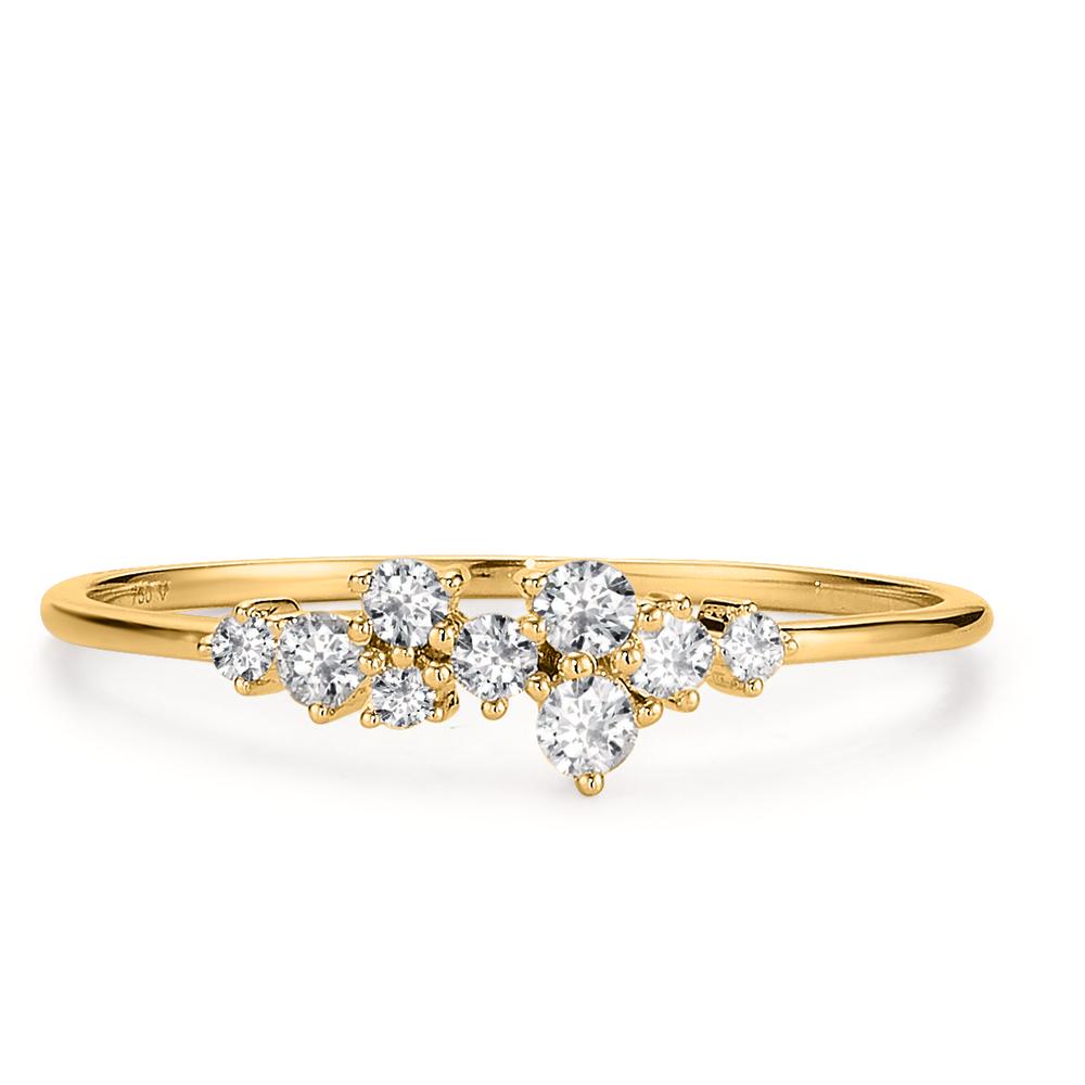 Fingerring 750/18 K Gelbgold Diamant 0.15 ct, 9 Steine, w-si