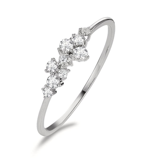 Bague Or blanc 18K Diamant 0.15 ct, 9 Pierres, w-si