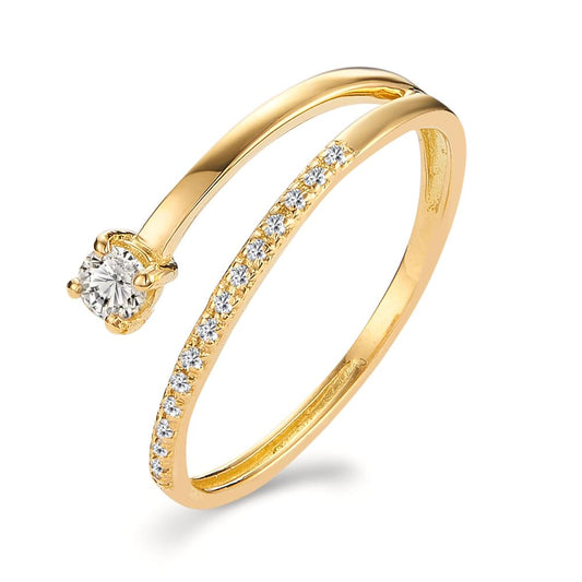 Fingerring 750/18 K Gelbgold Diamant 0.18 ct, 16 Steine, w-si