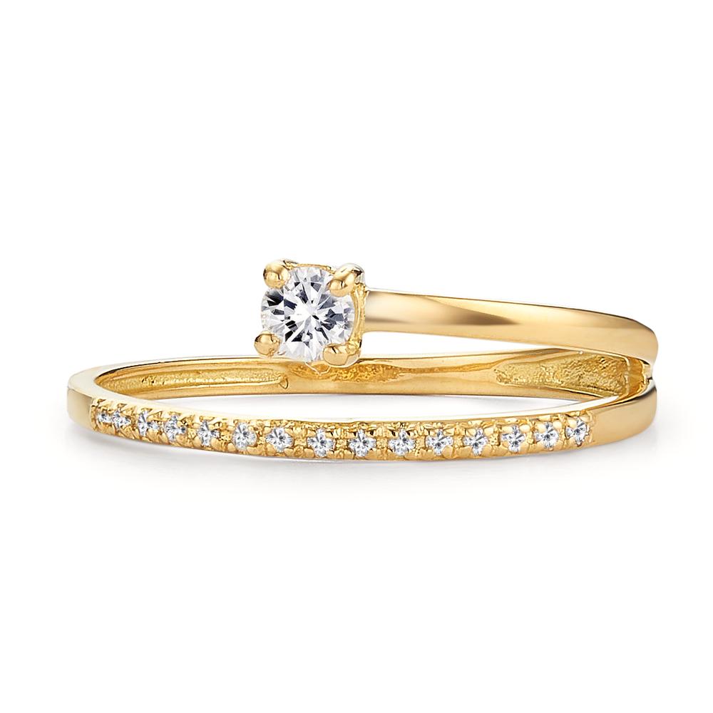 Fingerring 750/18 K Gelbgold Diamant 0.18 ct, 16 Steine, w-si