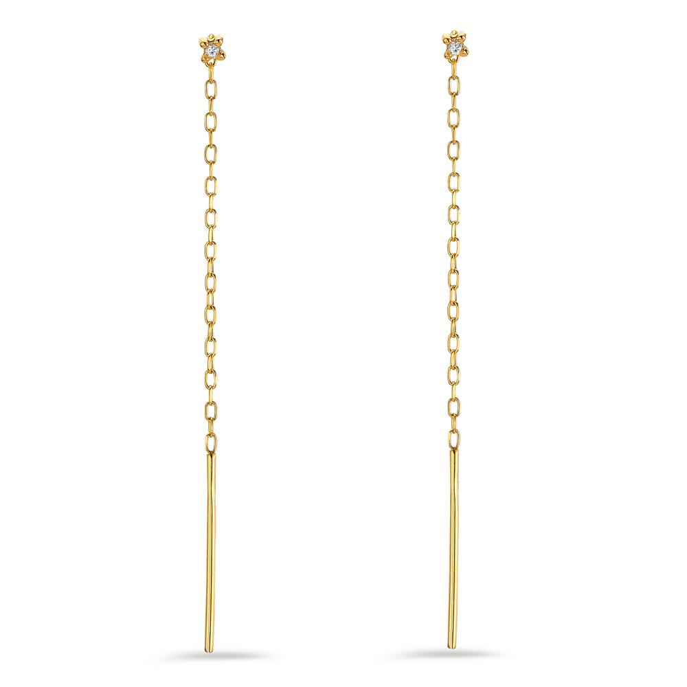 Boucles d'oreilles pendantes Or jaune 18K Diamant 0.02 ct, 2 Pierres, w-si