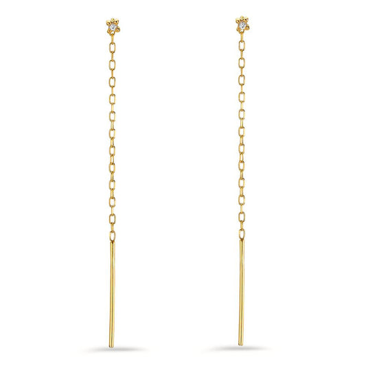 Boucles d'oreilles pendantes Or jaune 18K Diamant 0.02 ct, 2 Pierres, w-si