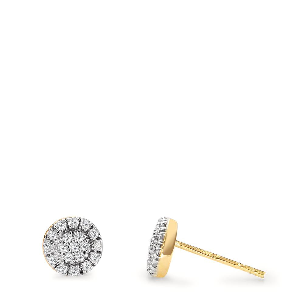 Clous d'oreilles Or jaune 18K Diamant 0.19 ct, w-si Ø6 mm