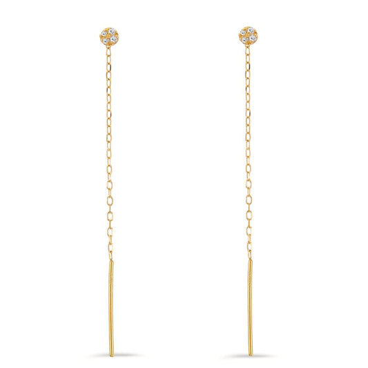 Boucles d'oreilles pendantes Or jaune 18K Diamant 8 Pierres, w-si Ø3 mm