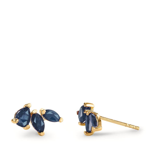 Clous d'oreilles Or jaune 18K Saphir 6 Pierres