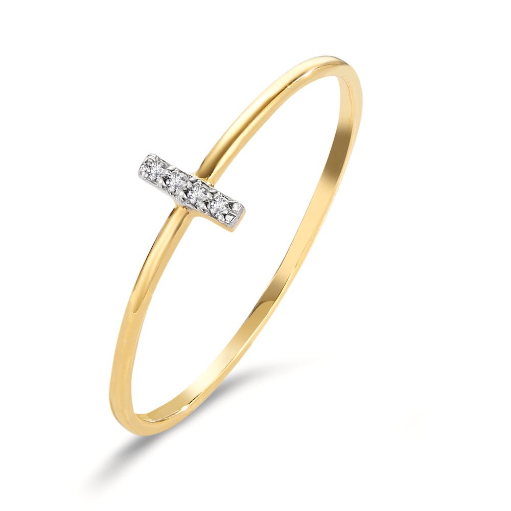 Bague Or jaune 18K Diamant 0.033 ct, 4 Pierres, w-si