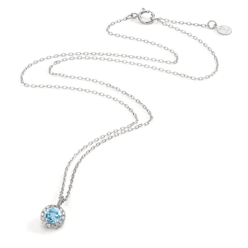 Collier Or blanc 18K Diamant 0.096 ct, w-si, Topaze 40-42 cm