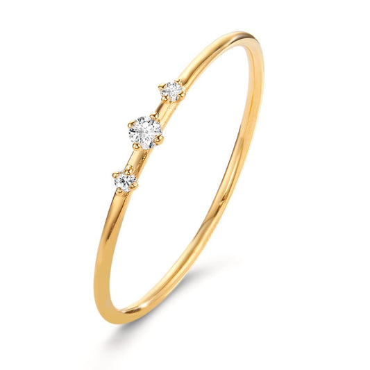 Bague Or jaune 18K Diamant 0.05 ct, 3 Pierres, w-si