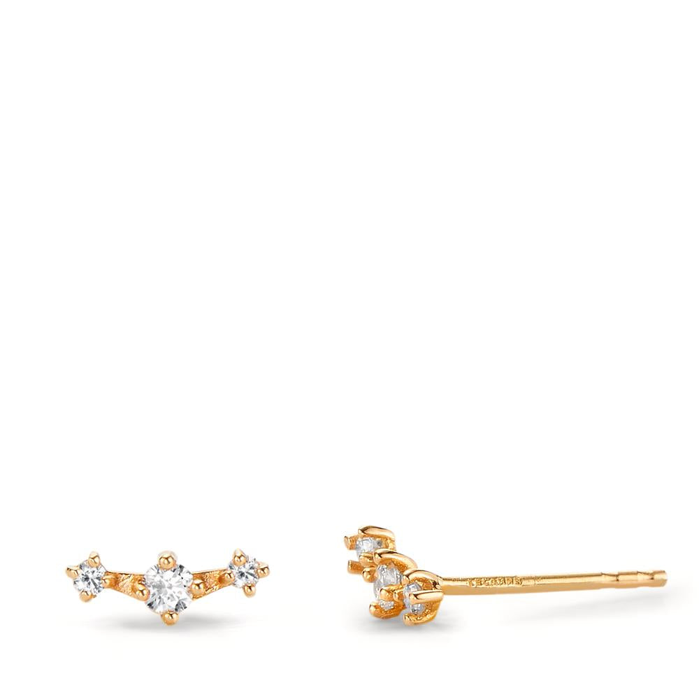 Clous d'oreilles Or jaune 18K Diamant 0.10 ct, 6 Pierres, w-si