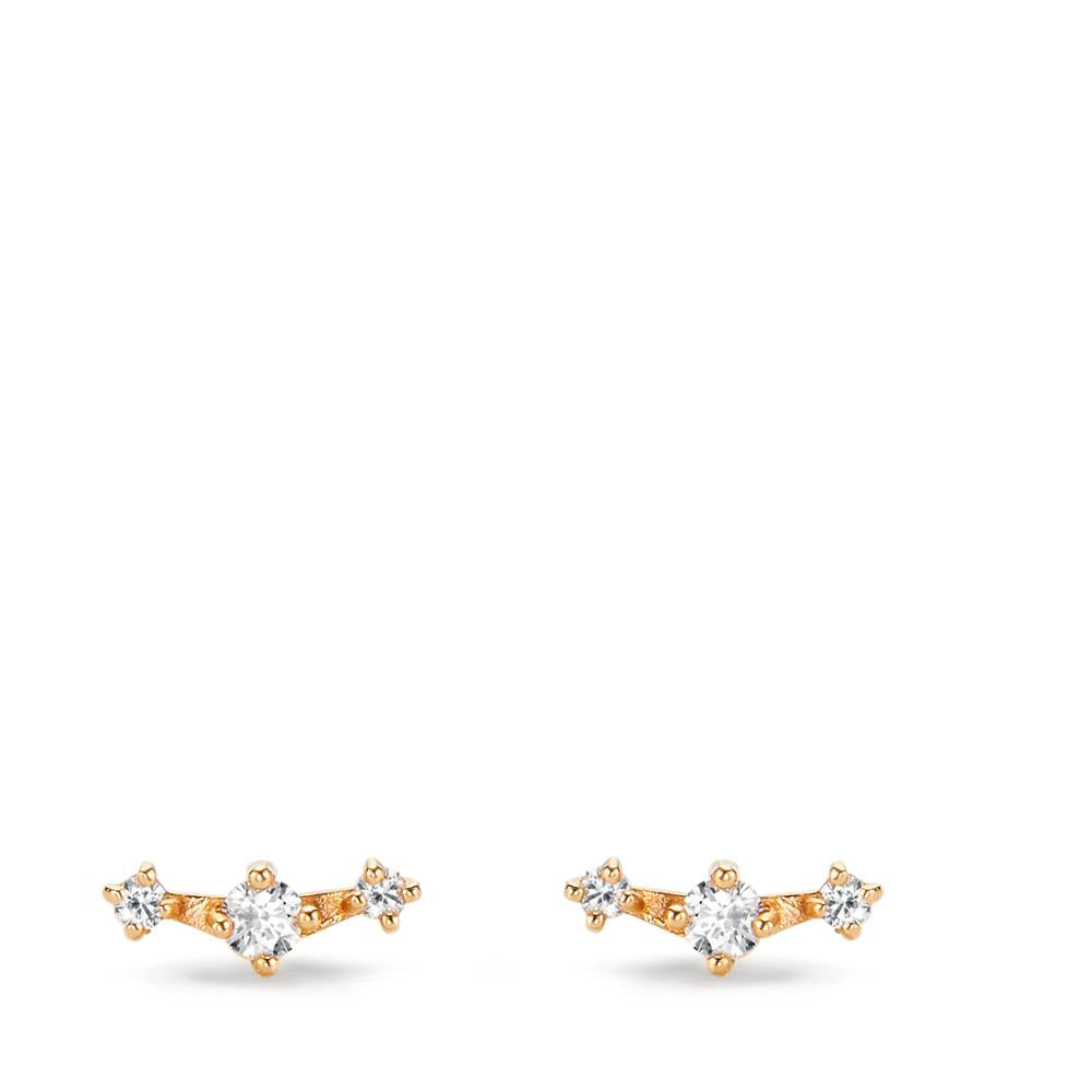 Clous d'oreilles Or jaune 18K Diamant 0.10 ct, 6 Pierres, w-si