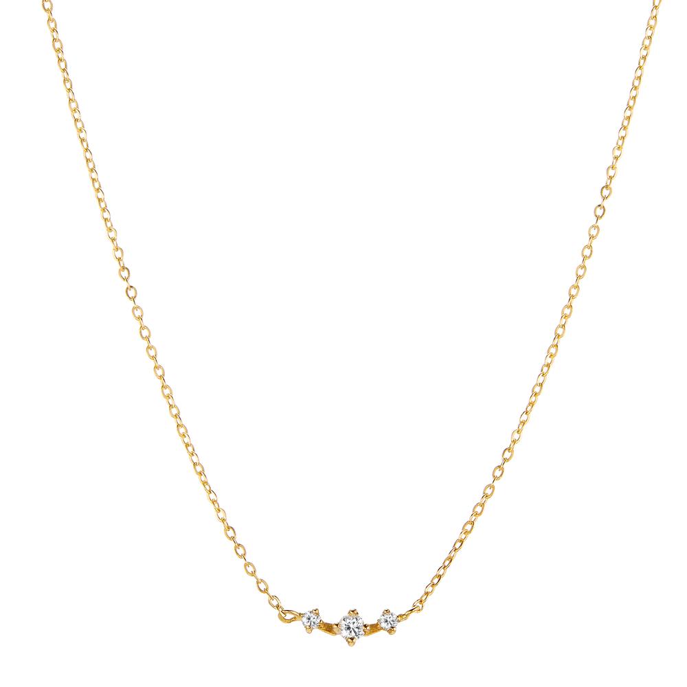 Collana Oro giallo 750/18 carati Diamante 0.05 ct, 3 pietra, w-si 40-42 cm