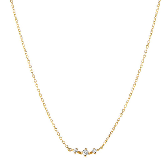 Collier Or jaune 18K Diamant 0.05 ct, 3 Pierres, w-si 40-42 cm