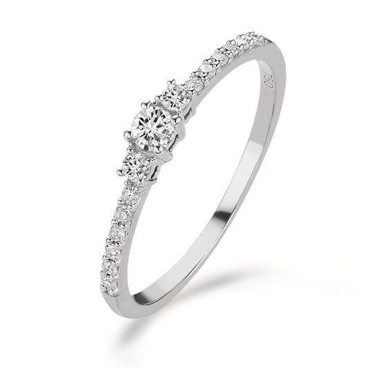 Bague Or blanc 18K Diamant 0.20 ct, 15 Pierres, w-si