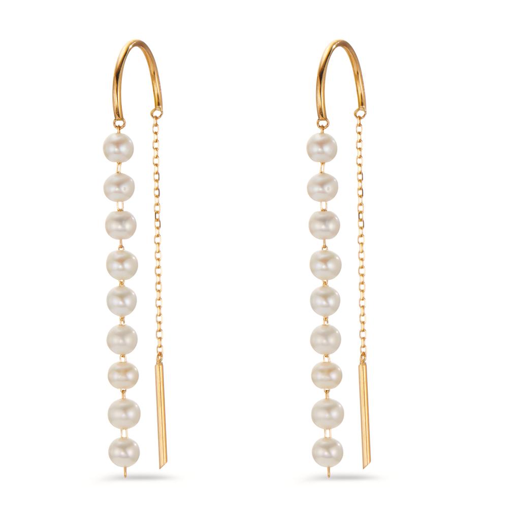 Boucles d'oreilles pendantes Or jaune 18K perle d'eau douce