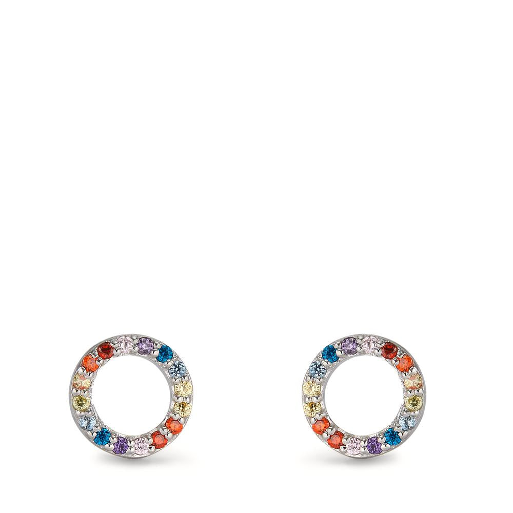 Clous d'oreilles Argent Zircone coloré Rhodié Ø7.5 mm