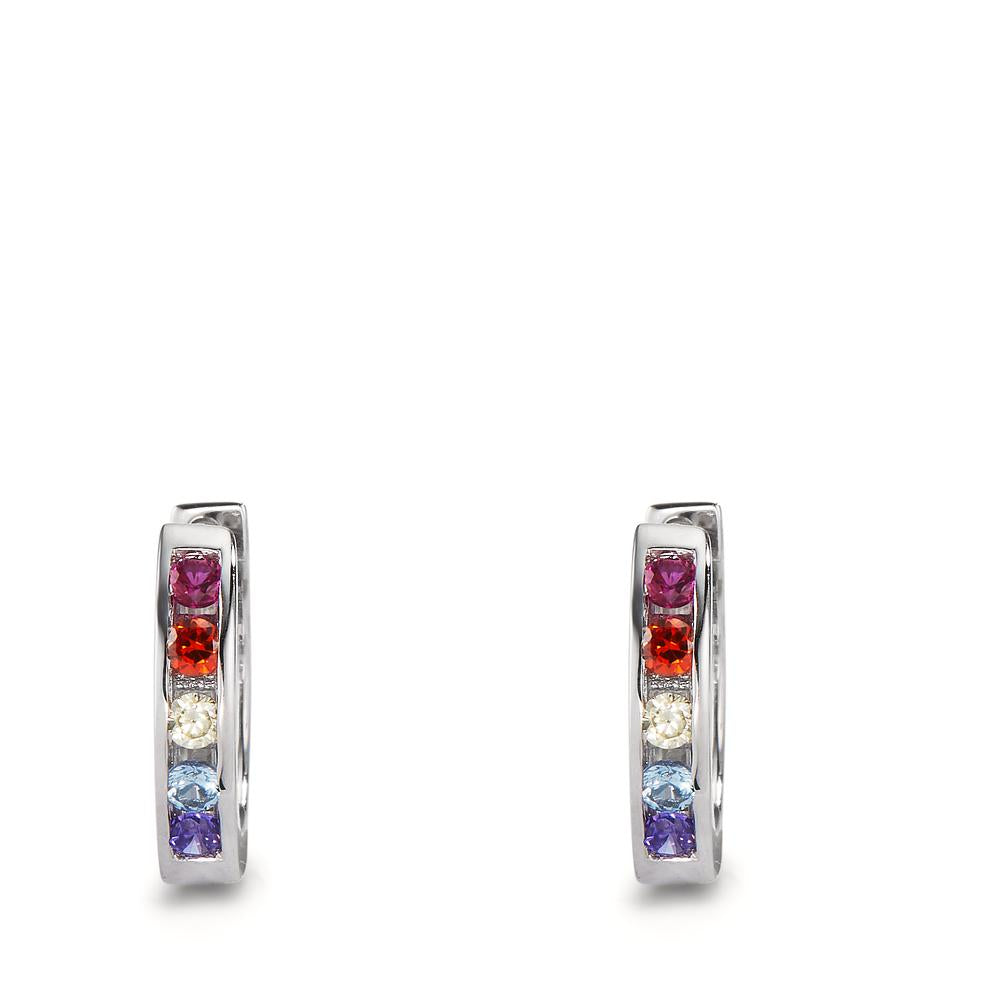 Orecchini circolari Argento Zirconia colorato, 10 pietra rodiato