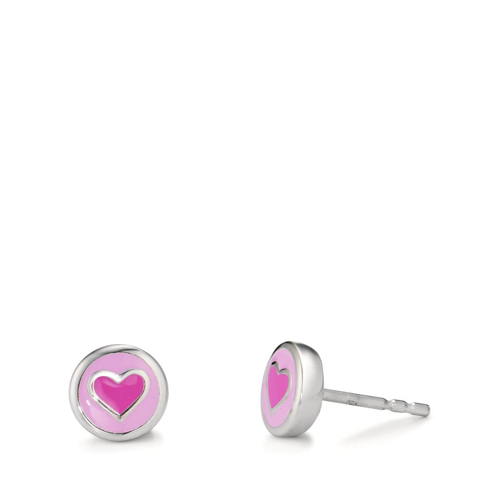 Clous d'oreilles Argent Rhodié Coeur Ø7 mm