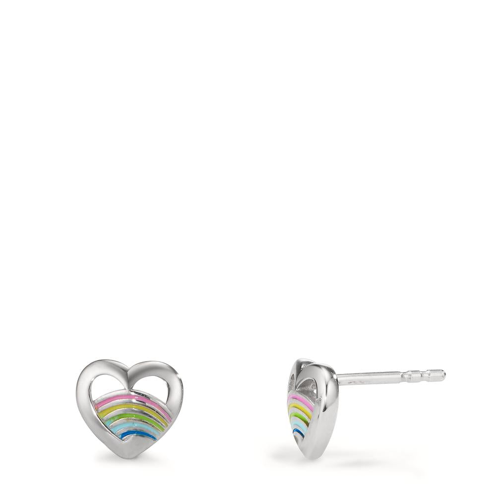 Clous d'oreilles Argent Rhodié Coeur Ø7.5 mm