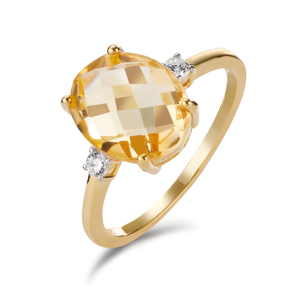 Anello Oro giallo 375/9K Citrino, Zirconia 2 pietra