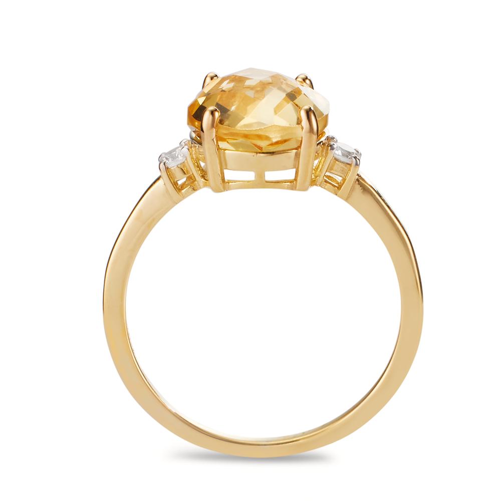 Anello Oro giallo 375/9K Citrino, Zirconia 2 pietra