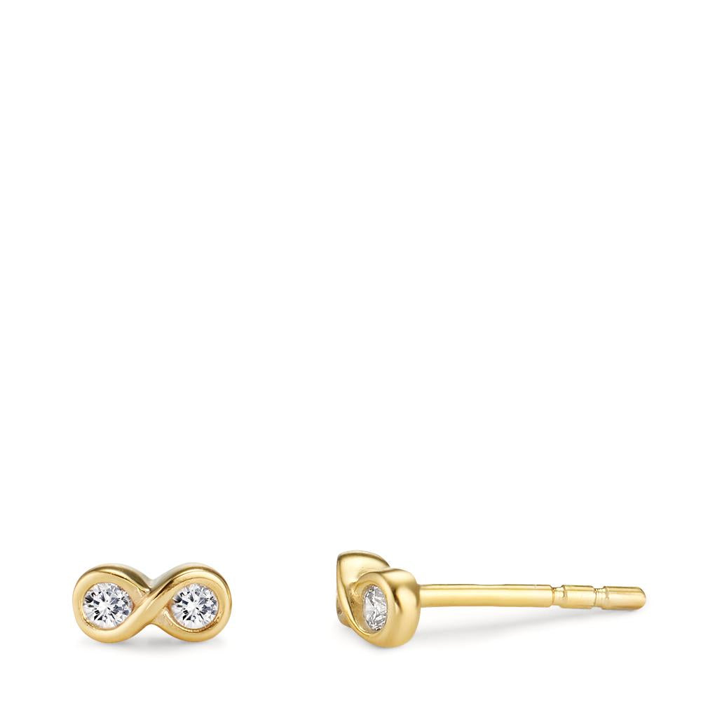 Clous d'oreilles Or jaune 9K Zircone 4 Pierres Infini