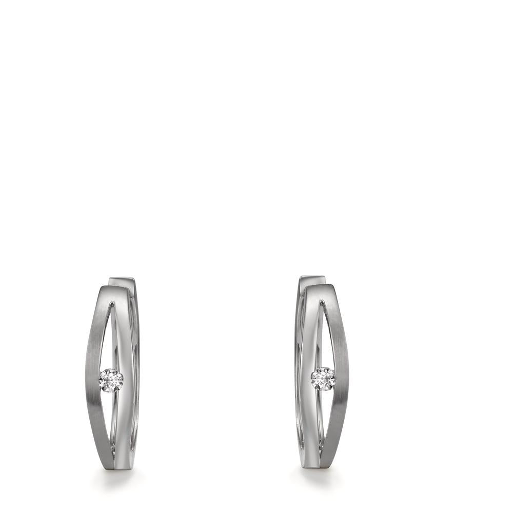 Orecchini circolari Oro bianco 375/9K Zirconia 2 pietra