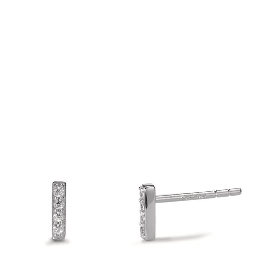 Clous d'oreilles Or blanc 9K Zircone 8 Pierres