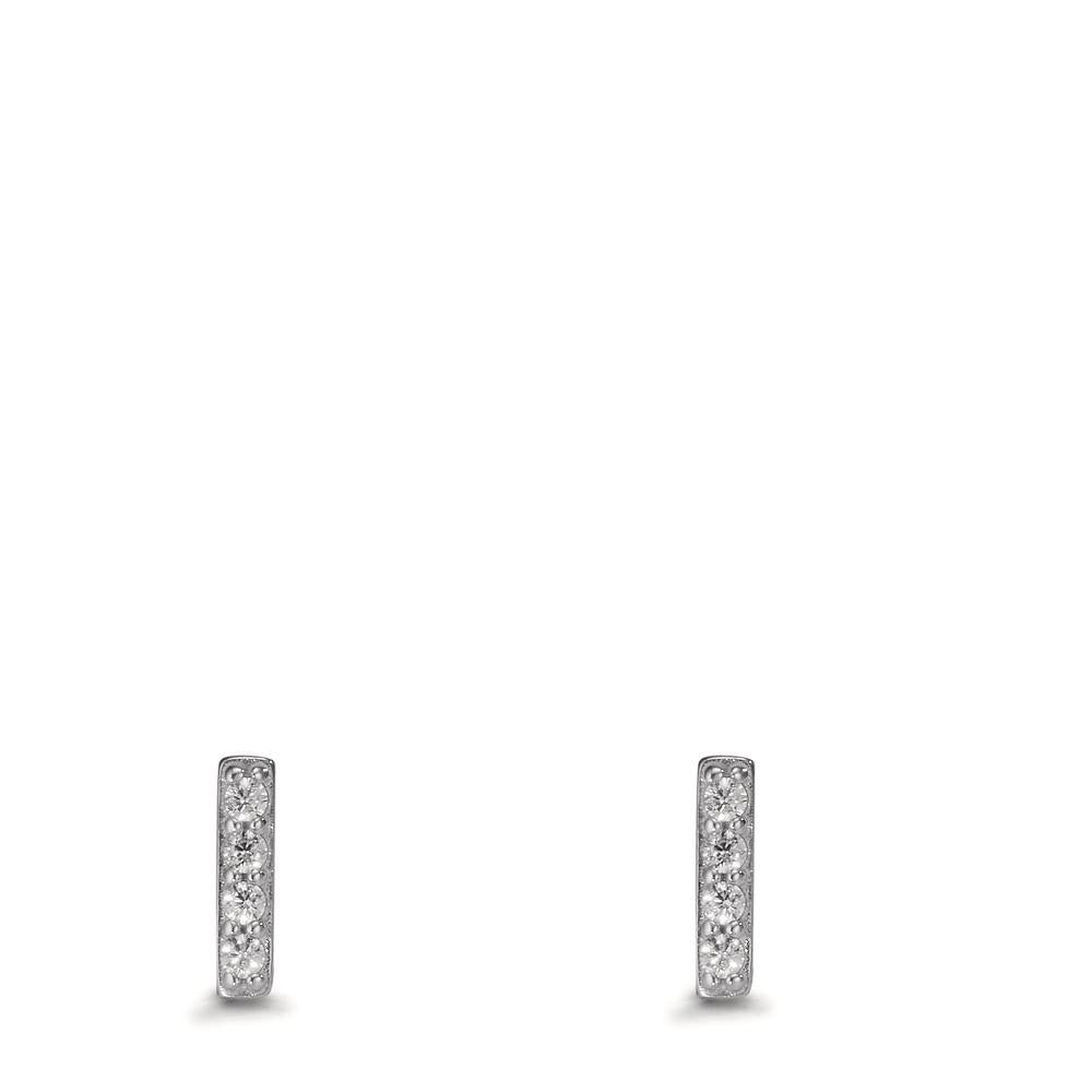 Clous d'oreilles Or blanc 9K Zircone 8 Pierres