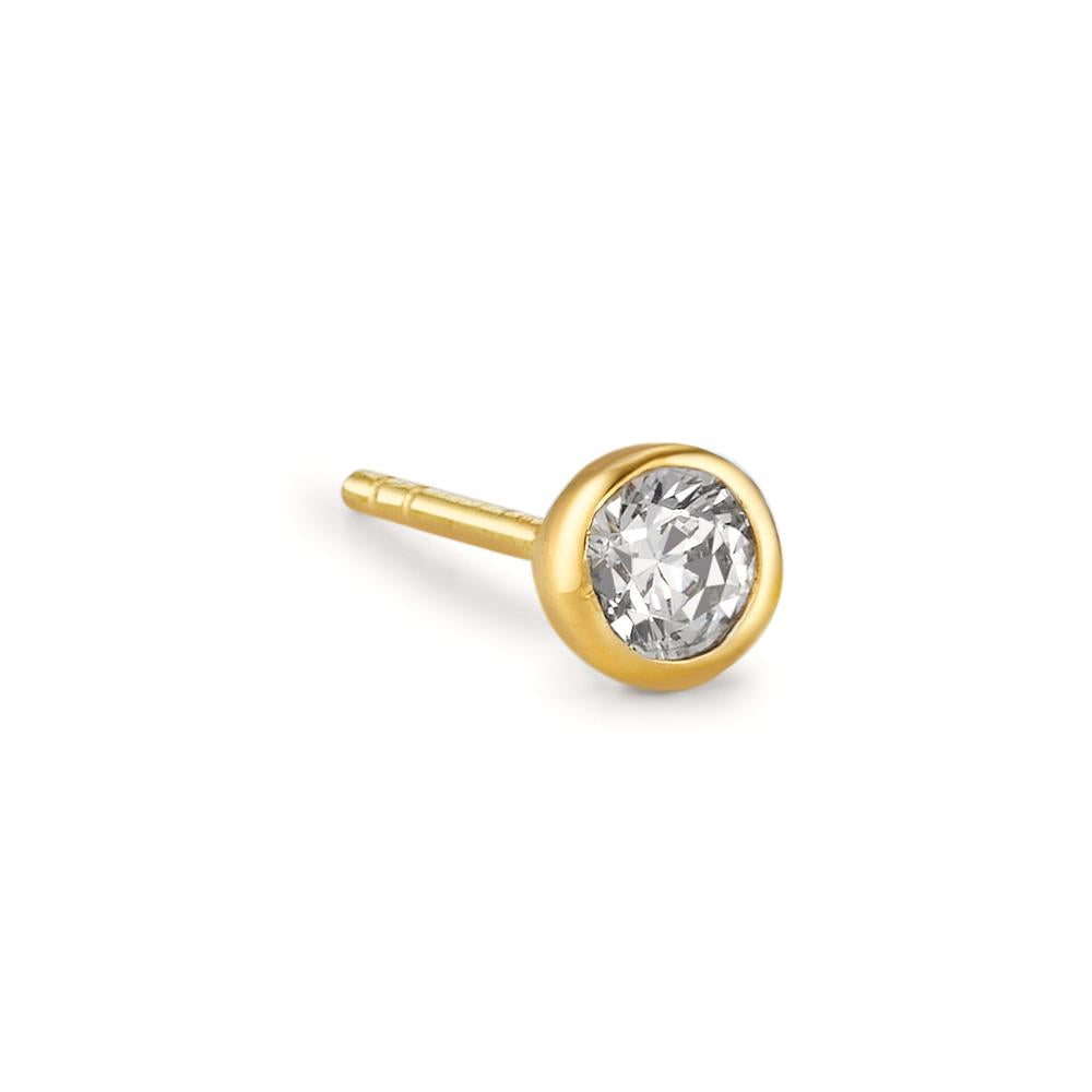 Clous d'oreille à l'unité Or jaune 18K Zircone Ø4.5 mm