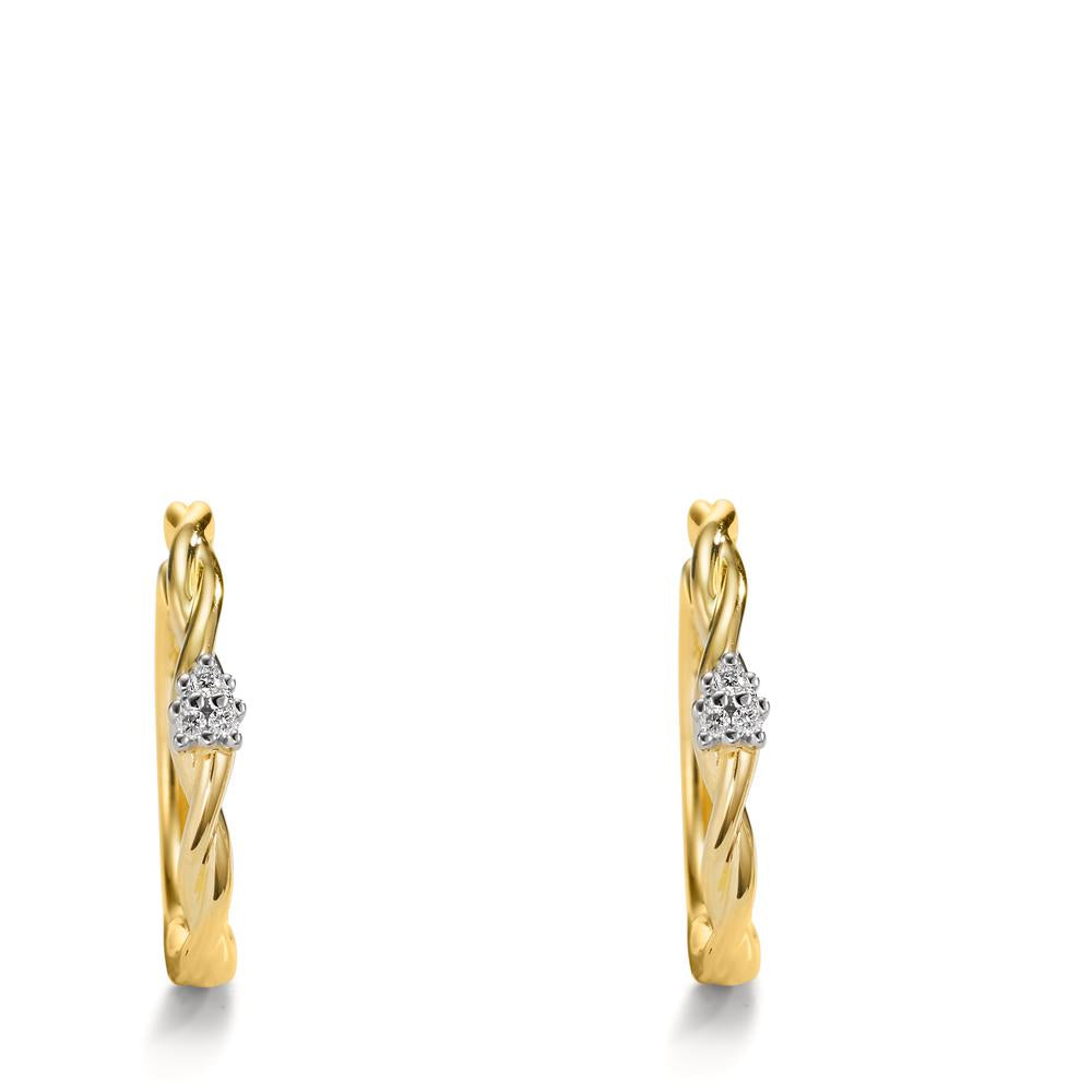 Orecchini circolari Oro giallo 375/9K Diamante 0.03 ct, 6 pietra, w-si