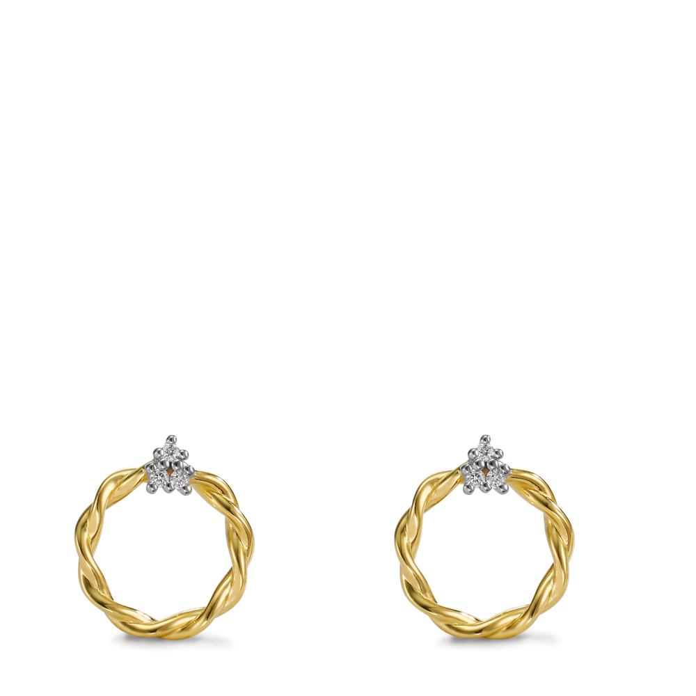 Clous d'oreilles Or jaune 9K Diamant 0.03 ct, 6 Pierres, w-si Ø10 mm