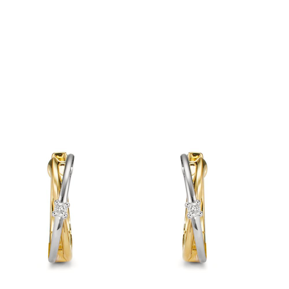 Orecchini circolari Oro giallo 375/9K, Oro bianco 375/9K Diamante 0.03 ct, 2 pietra, w-si