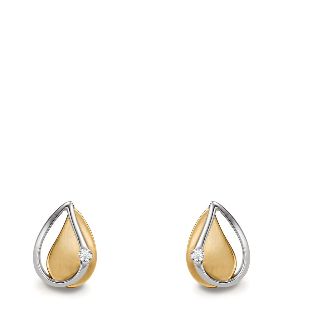 Clous d'oreilles Or jaune 9K, Or blanc 9K Diamant 0.03 ct, w-si