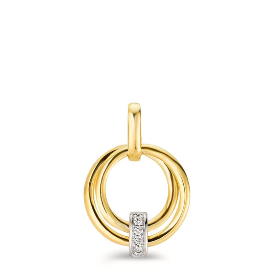 Pendentif Or jaune 9K, Or blanc 9K Diamant 0.02 ct, 4 Pierres, w-si Ø13 mm