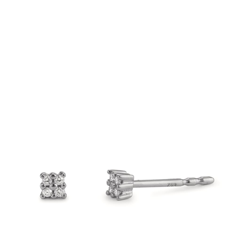 Clous d'oreilles Or blanc 18K Diamant 0.04 ct, 8 Pierres, p1 Ø2.7 mm