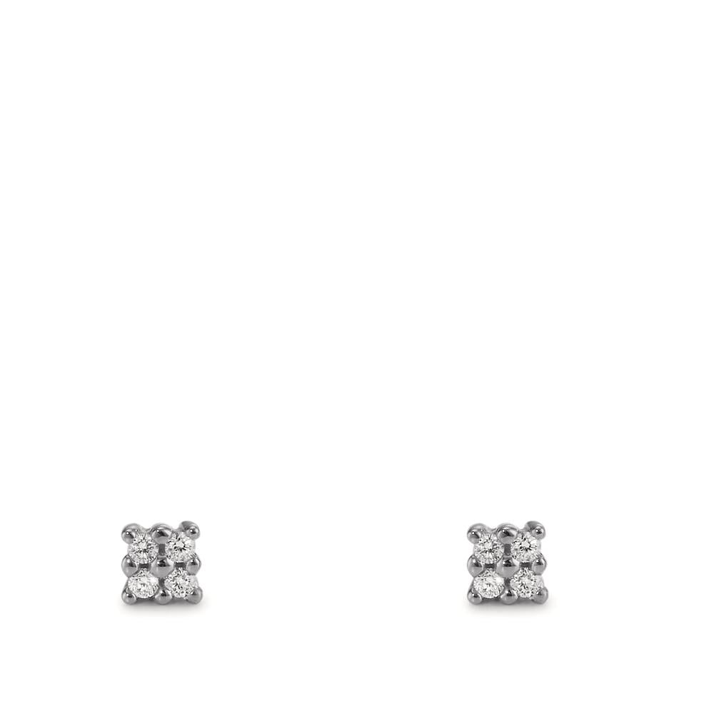 Clous d'oreilles Or blanc 18K Diamant 0.04 ct, 8 Pierres, p1 Ø2.7 mm