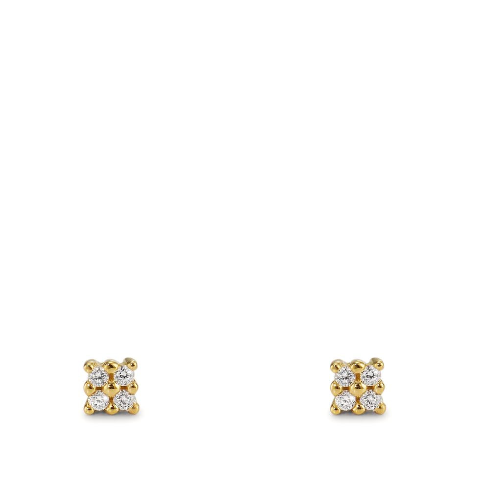 Clous d'oreilles Or jaune 18K Diamant 0.04 ct, 8 Pierres, p1 Ø2.7 mm