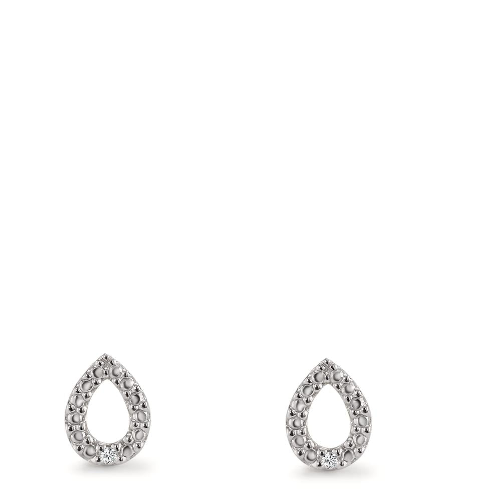 Orecchini a bottone Oro bianco 750/18 carati Diamante 0.01 ct, 2 pietra, p1