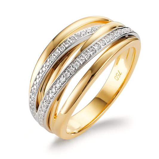 Bague Or jaune 18K, Or blanc 18K Diamant 0.16 ct, w-si