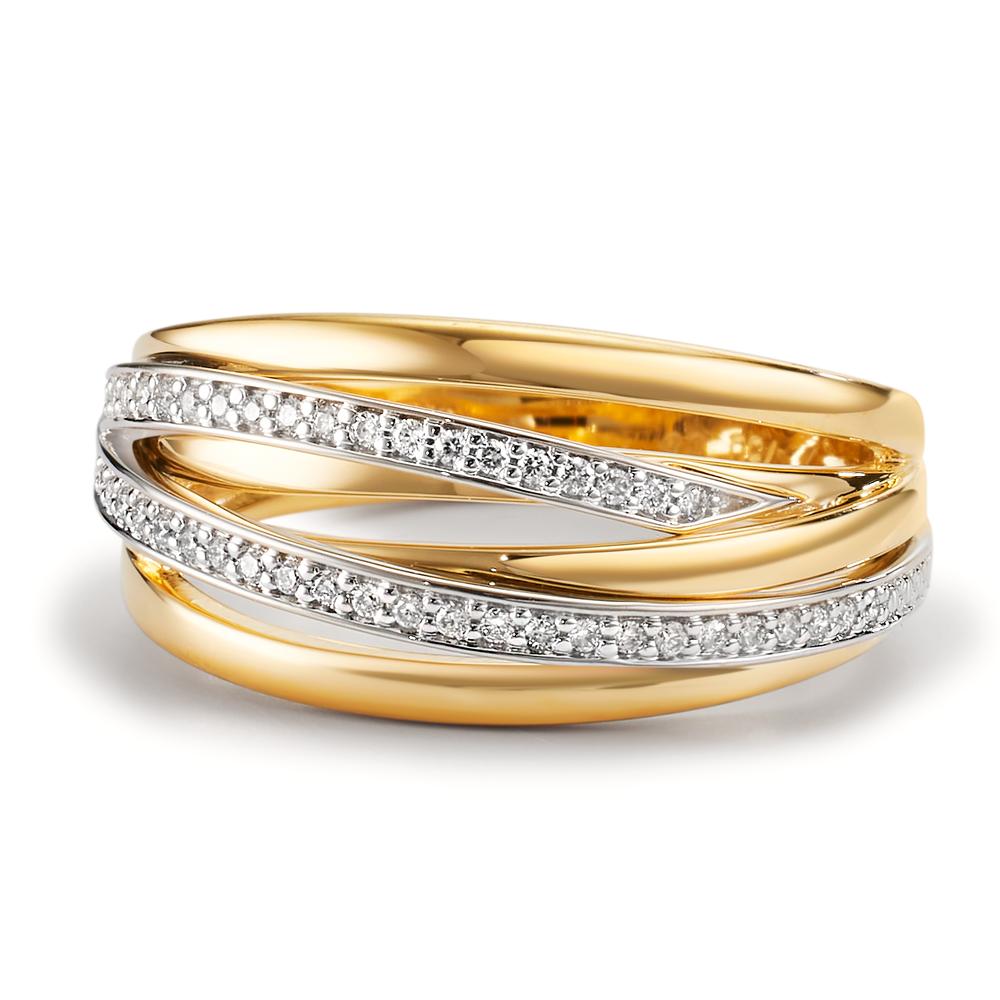 Fingerring 750/18 K Gelbgold, 750/18 K Weissgold Diamant 0.16 ct, w-si