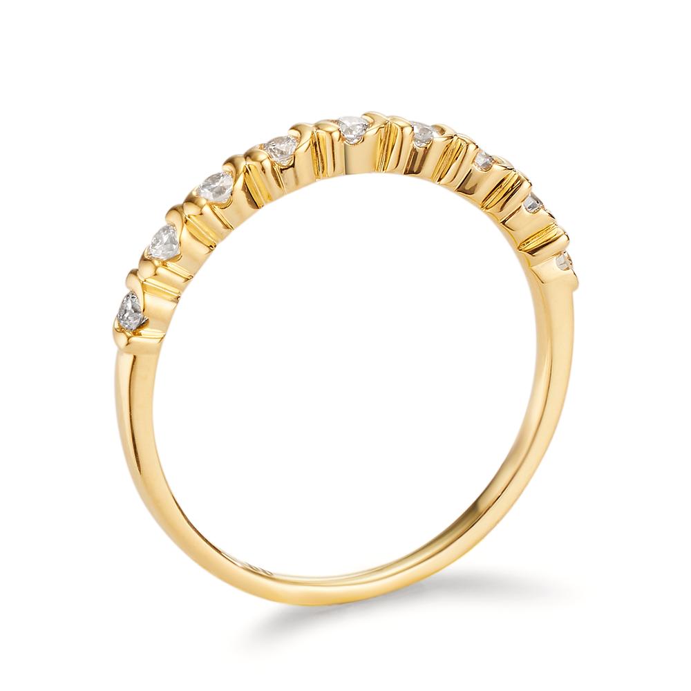 Memory Ring 750/18 K Gelbgold Diamant 0.22 ct, 9 Steine, w-si