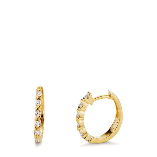 Orecchini circolari Oro giallo 750/18 carati Diamante 0.17 ct, 12 pietra, w-si