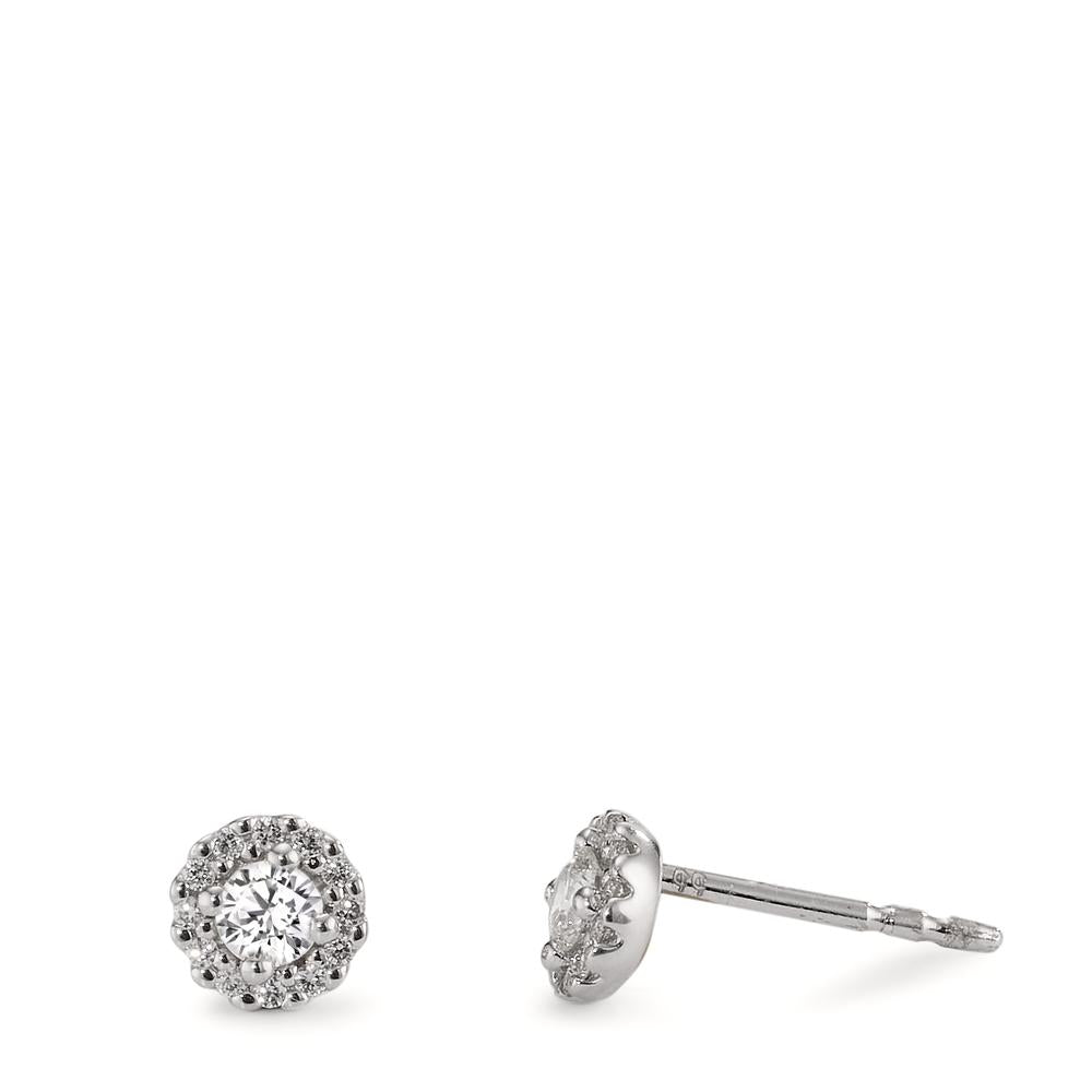 Clous d'oreilles Or blanc 18K Diamant 0.24 ct, w-si Ø5 mm