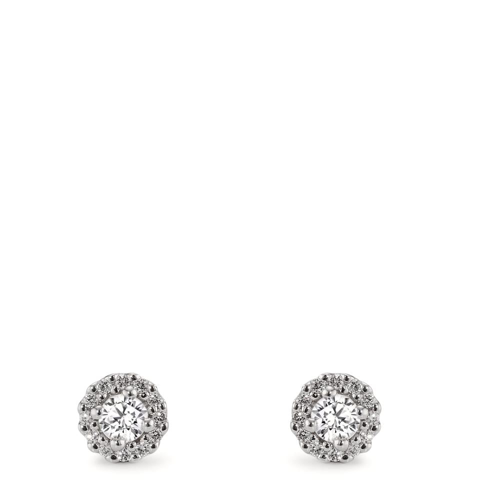 Clous d'oreilles Or blanc 18K Diamant 0.24 ct, w-si Ø5 mm