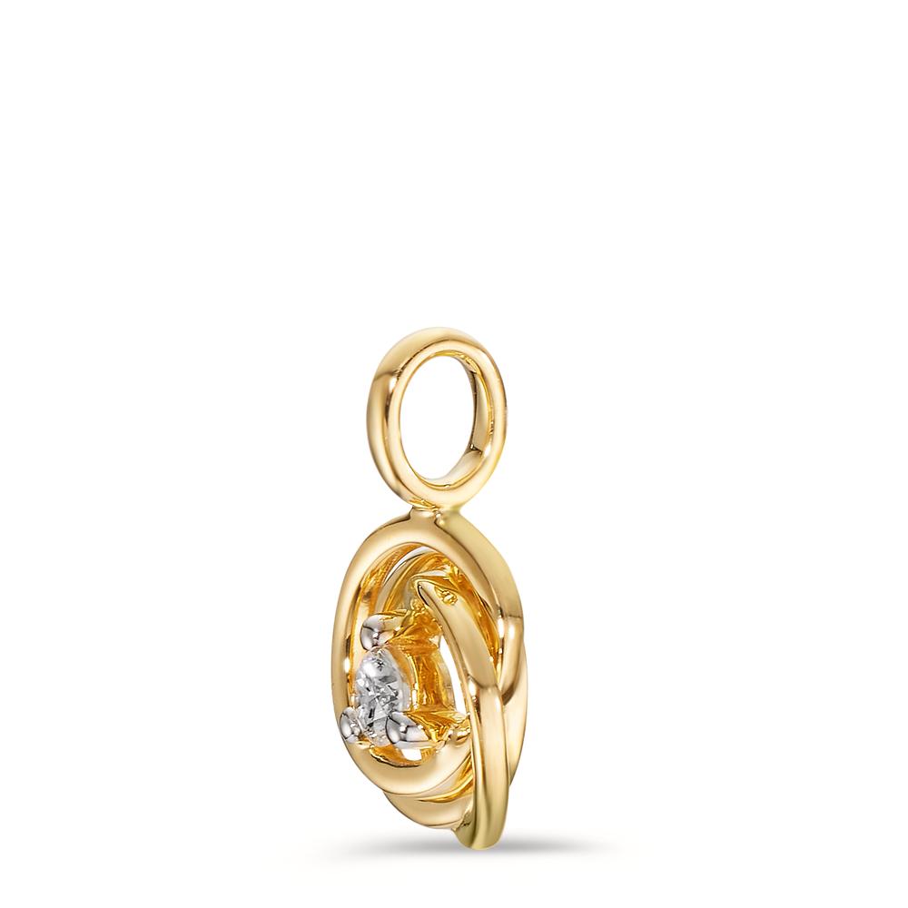 Pendentif Or jaune 18K Diamant 0.10 ct, w-si Ø9 mm